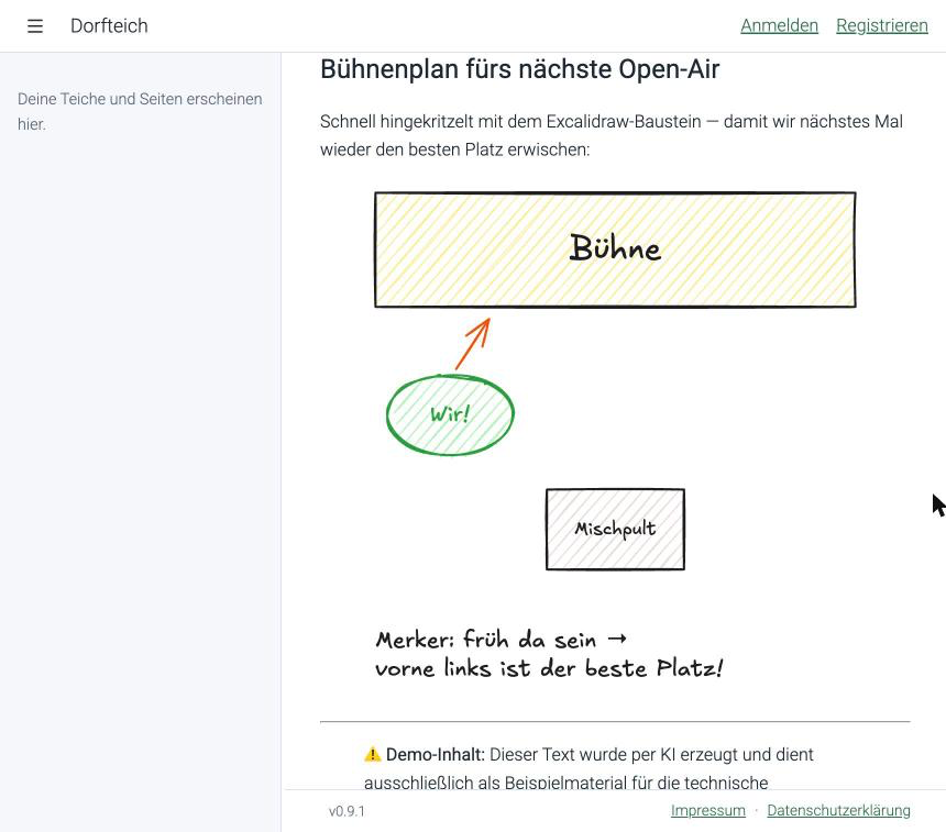 Nadias handgezeichneter Bühnenplan aus dem Excalidraw-Baustein